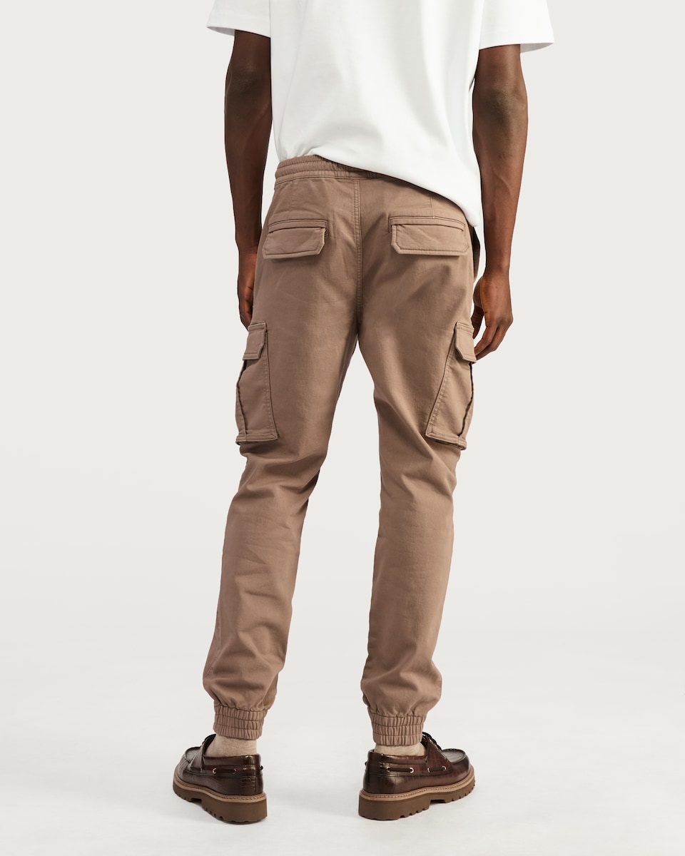 image 1 of F&F Slim Fit Cuffed Cargo Joggers in Stone