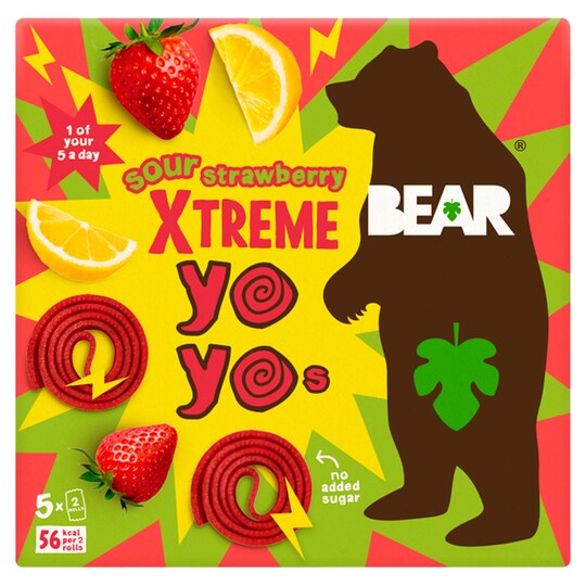 Bear Yoyo Sours Strawberry & Apple 10 Rolls 5 Pack Tesco Groceries