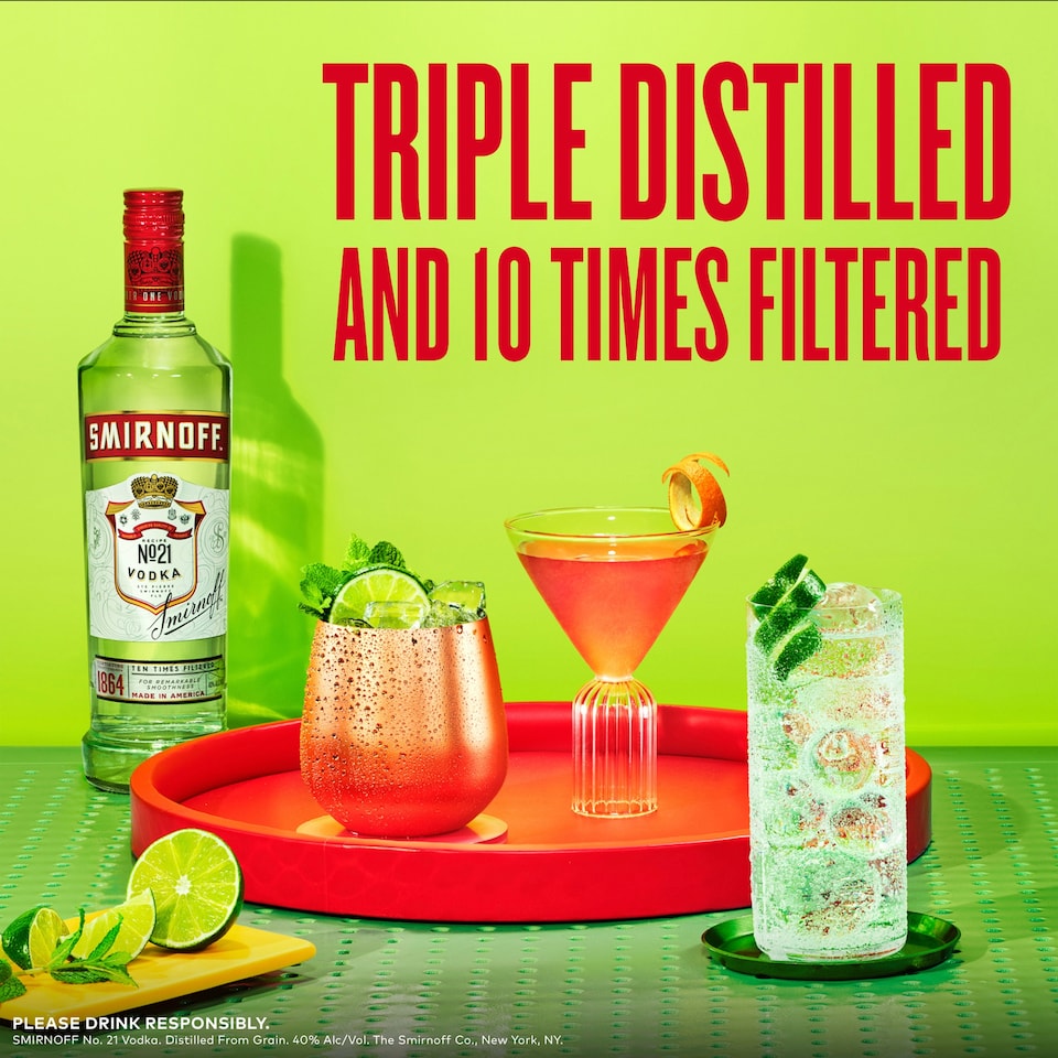 image 1 of Smirnoff No.21 Red Label Vodka Bottle 37.5% Vol 1L