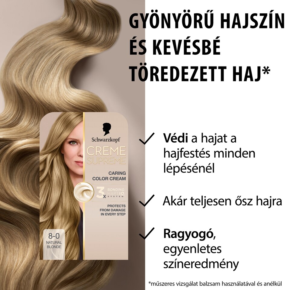 image 1 of Schwarzkopf Creme Supreme tartós hajfesték 8-0 természetes világosszőke