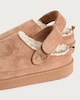 image 3 of F&F Faux Suede Borg Lined Chunky Mule Slippers in Tan