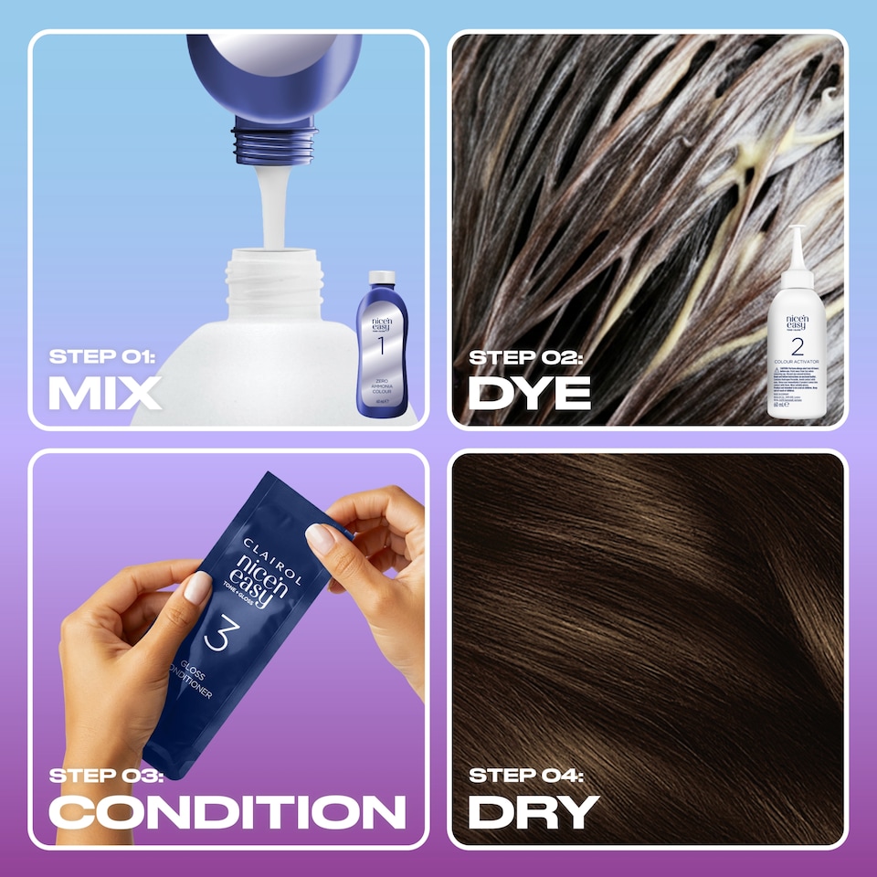 image 1 of CLAIROL NICE'N EASY TONE+GLOSS SEMI PERMANENT HAIR DYE - 400/79 DARK BROWN