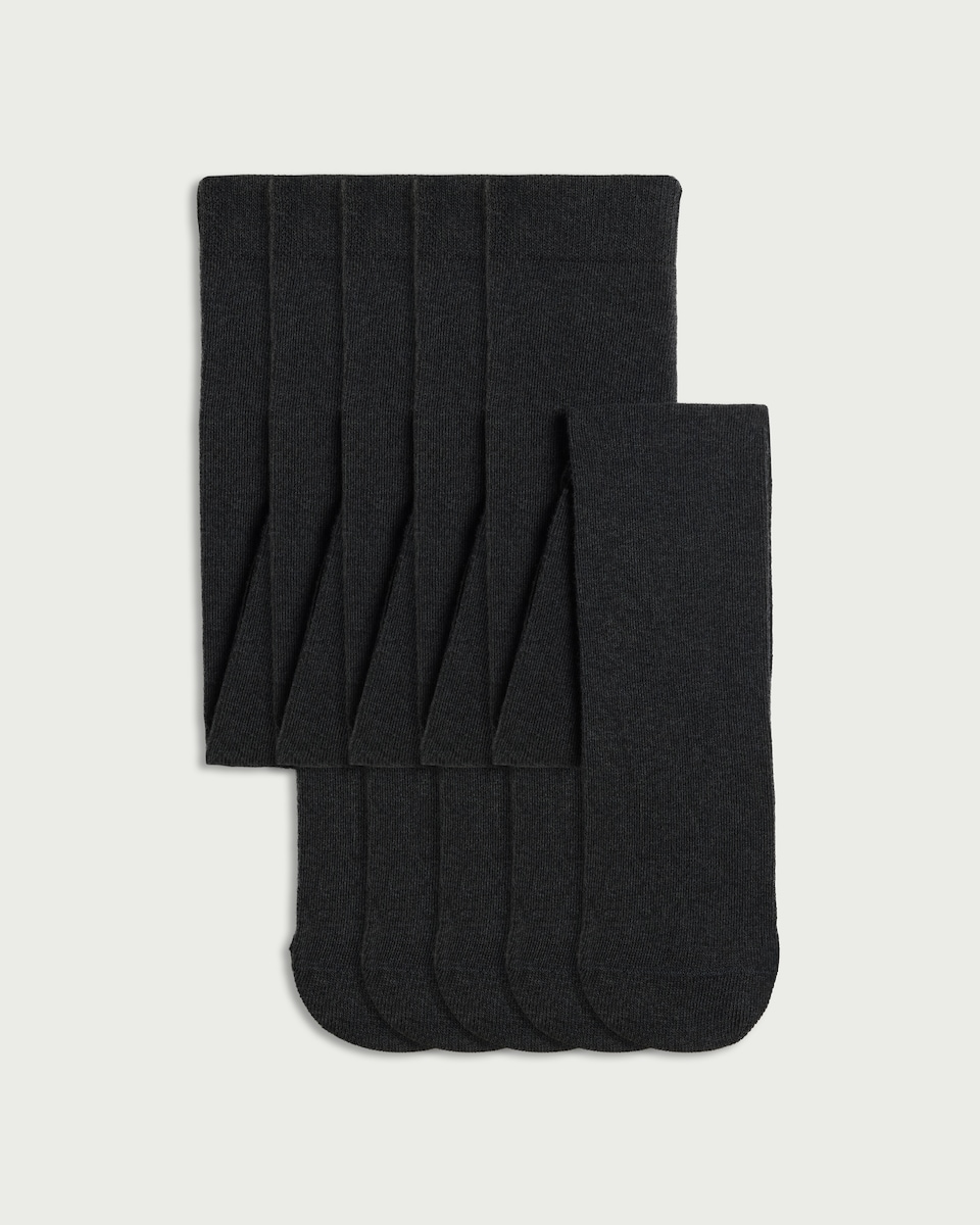 F&F School Girls 5-Pack Cotton Rich Supersoft Tights in Grey