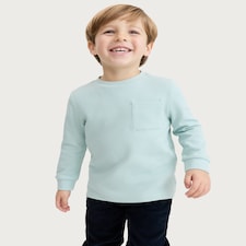 F&F Boys 3-Pack Pure Cotton Waffle Textured Long Sleeved Tops in Blue