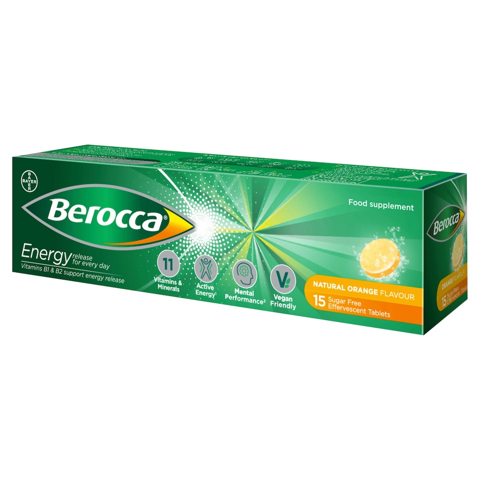 image 1 of Berocca Natural Orange Vitamin Energy Effervescent Tablets 15s