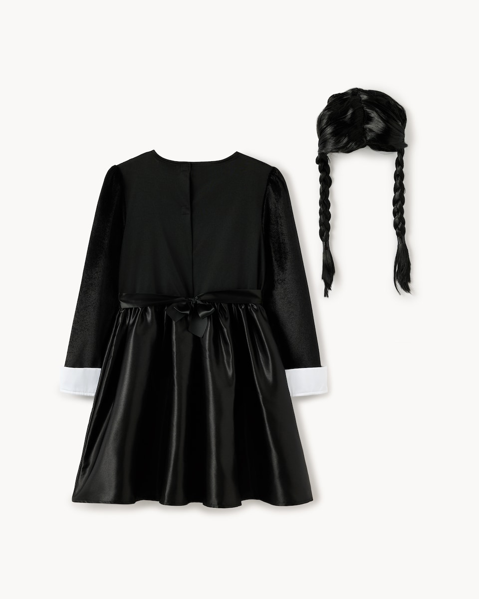 image 1 of Wednesday Addams 2-Piece Fancy Dress Costume in Black