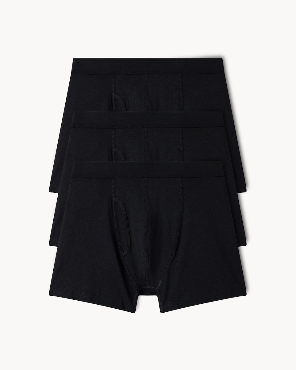image 1 of F&F 3-Pack Cotton Modal Blend Supersoft Trunks in Black