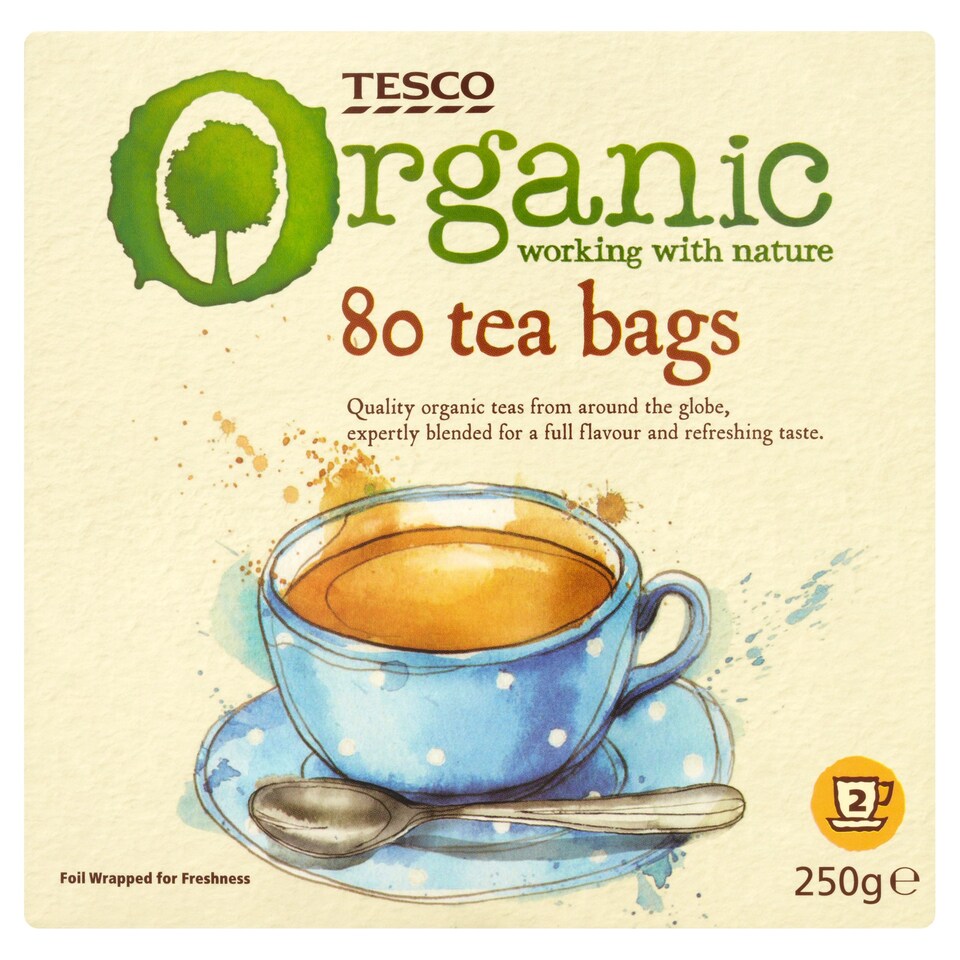 Tesco Organic 80 Teabags 250G
