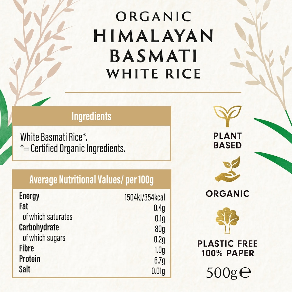 image 1 of Biona Organic Himalayan Basmati White Rice 500g
