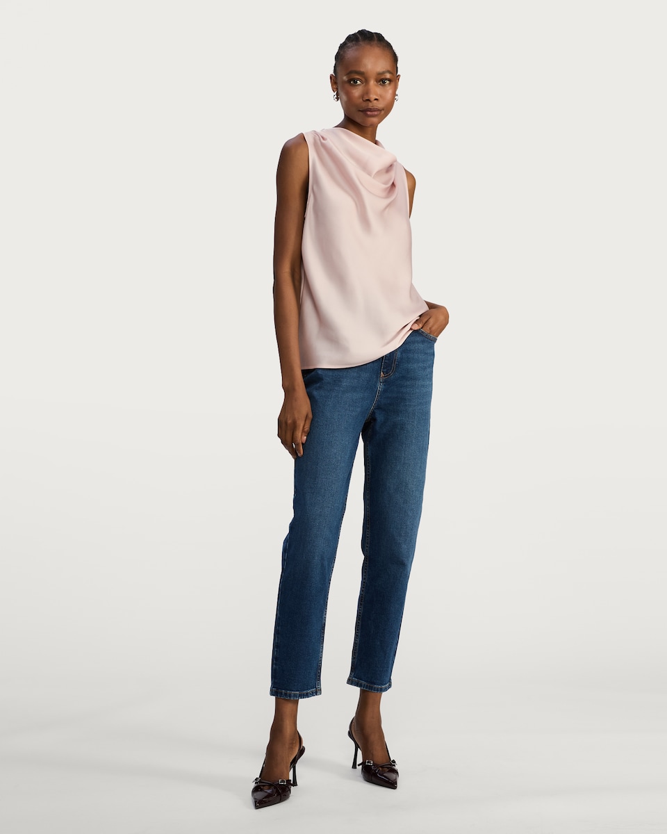 image 1 of F&F Cowl Neck Sleeveless Top in Pink