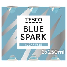 Tesco Blue Spark Sugar Free Drink 6X250ml
