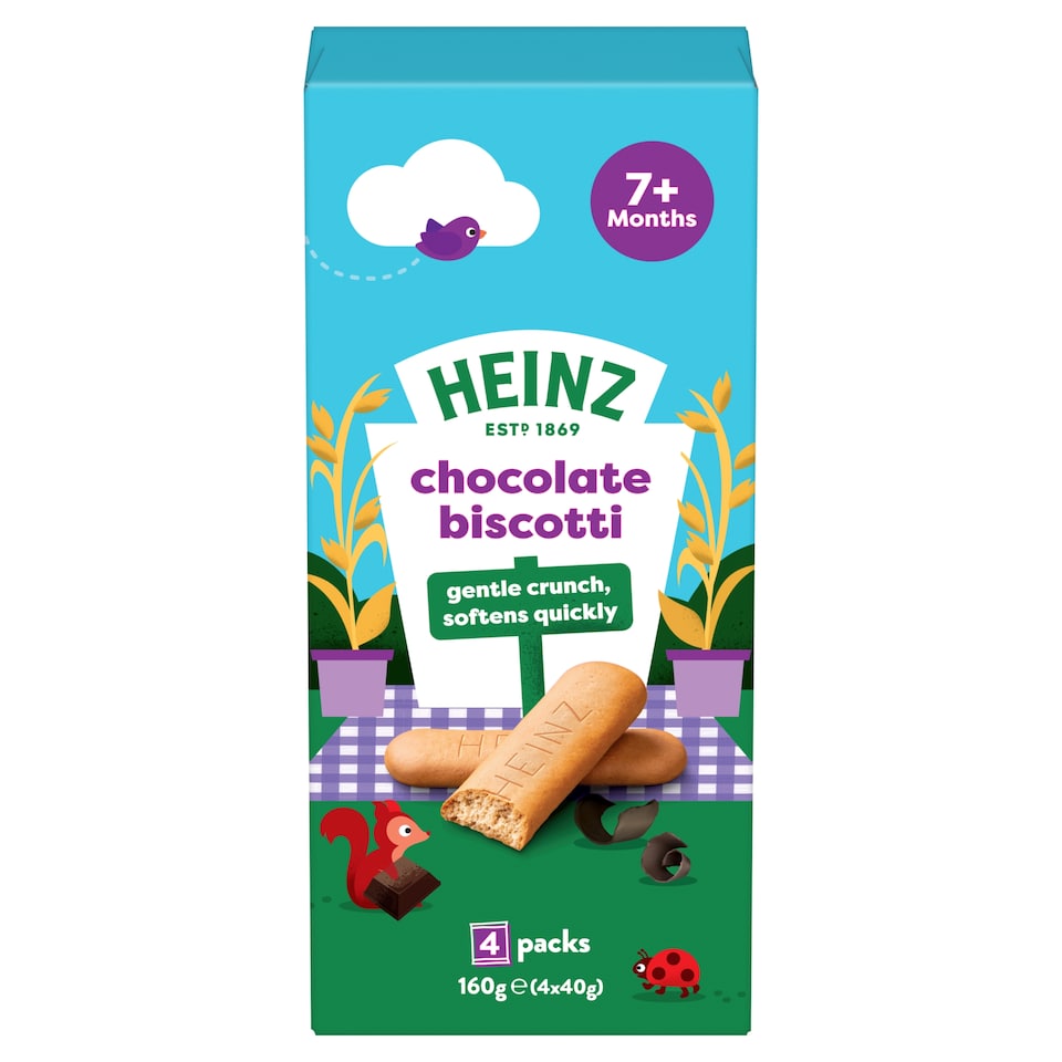 image 1 of Heinz Chocolate Biscotti Baby Food Snack  7m+ 4x40g