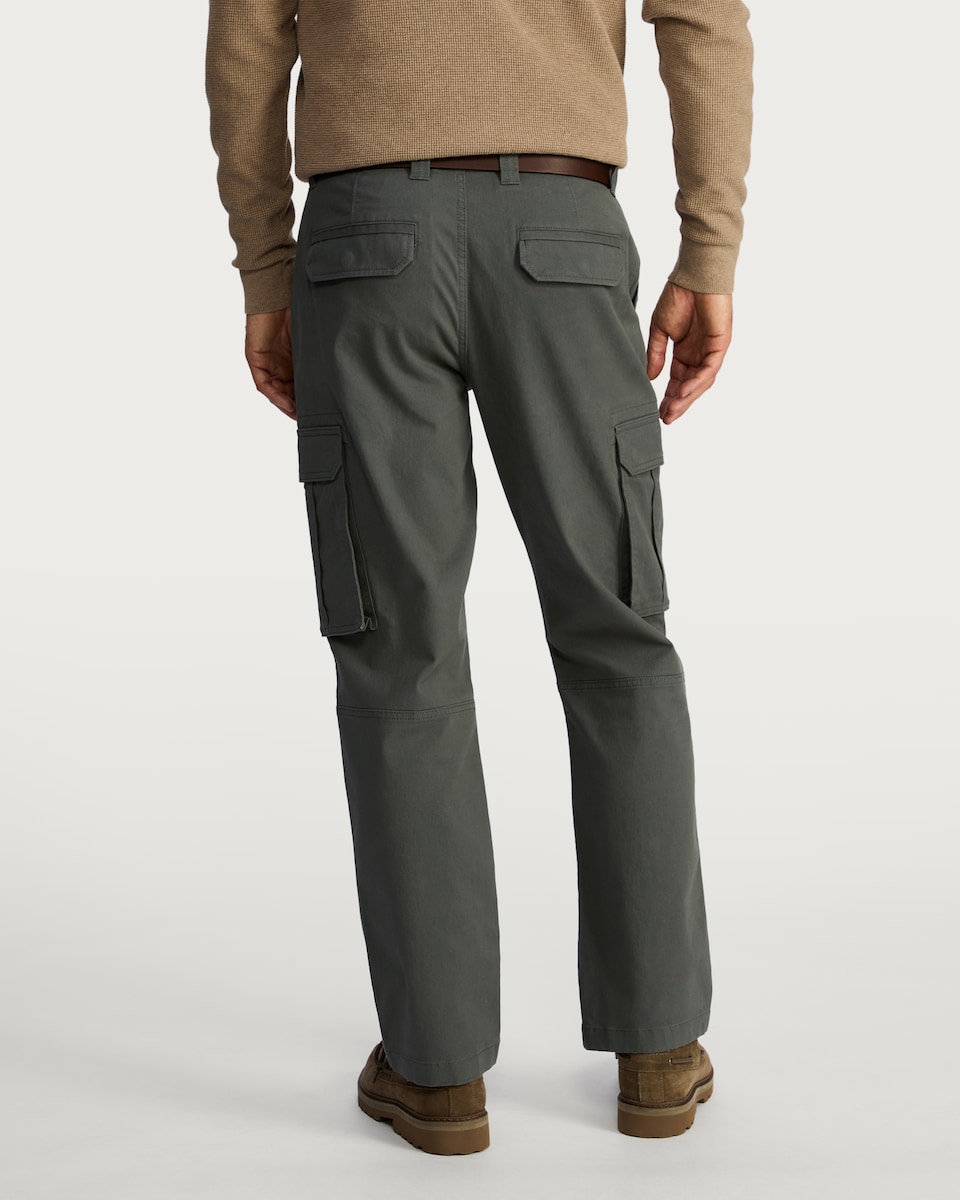 image 1 of F&F Cotton Rich Straight Leg Cargo Trousers in Khaki