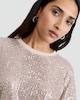 image 2 of F&F Sequin Embellished Boxy Short Sleeved Top in Cream