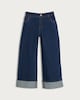image 4 of F&F Girls Pure Cotton Wide Leg Turn Up Jeans in Blue