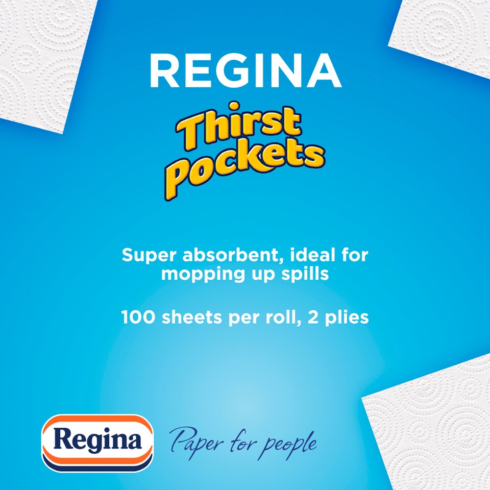 image 1 of Regina Thirst Pockets Kitchen Roll 2 Pack