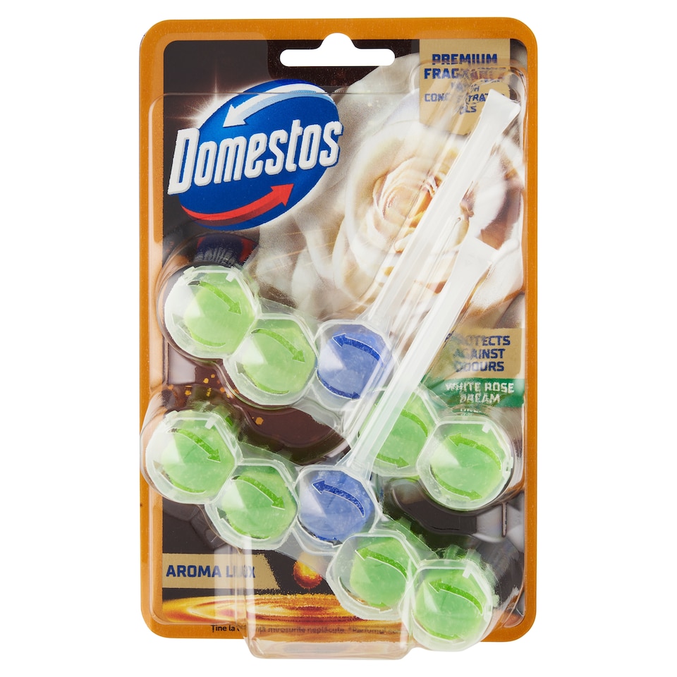 image 1 of Domestos Aroma Lux White Rose Dream Solid WC Block 2 x 50g
