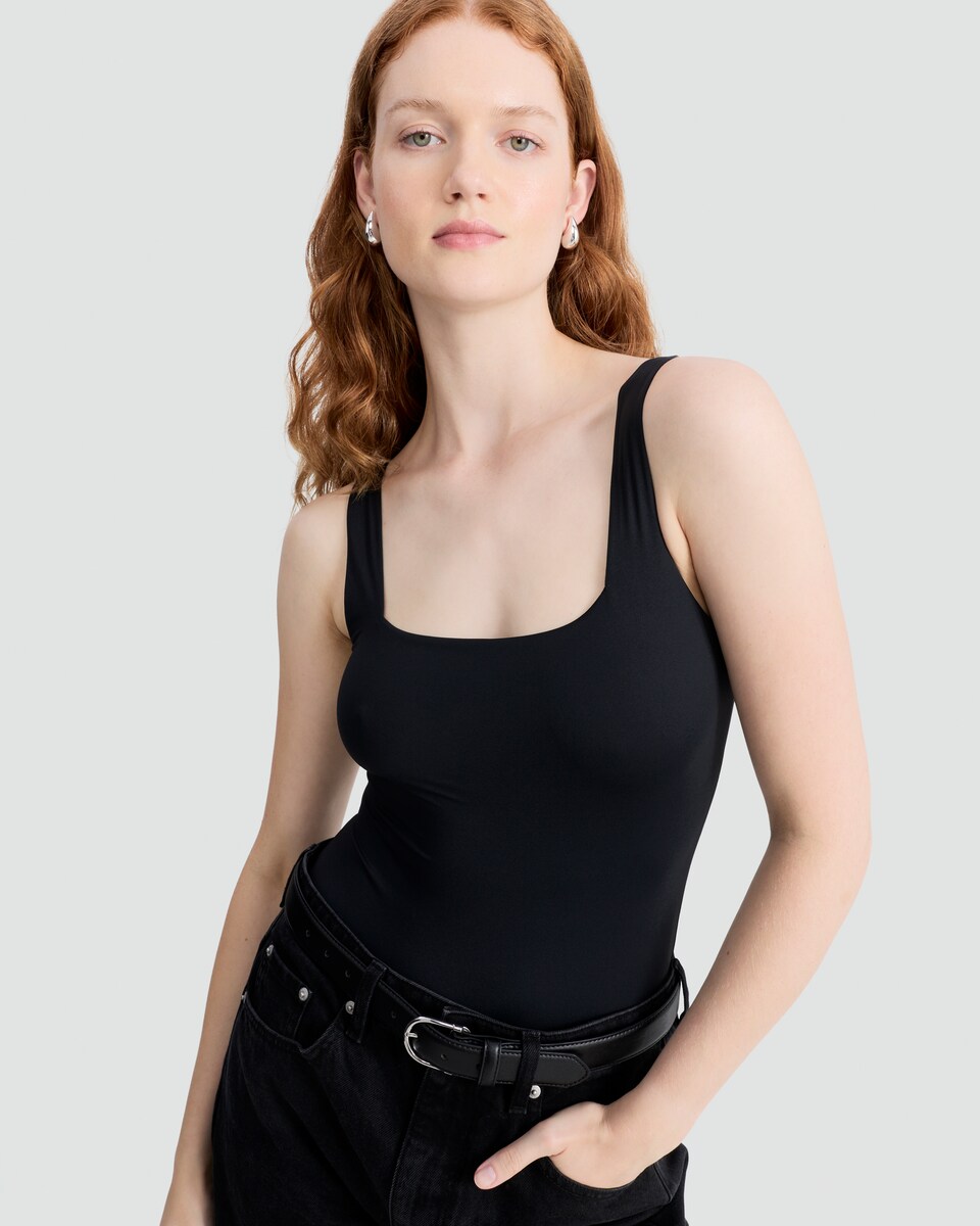 image 1 of F&F Contour Square Neck Bodysuit in Black