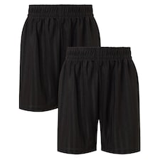 F&F School Unisex 2-Pack Sports Shorts in Black