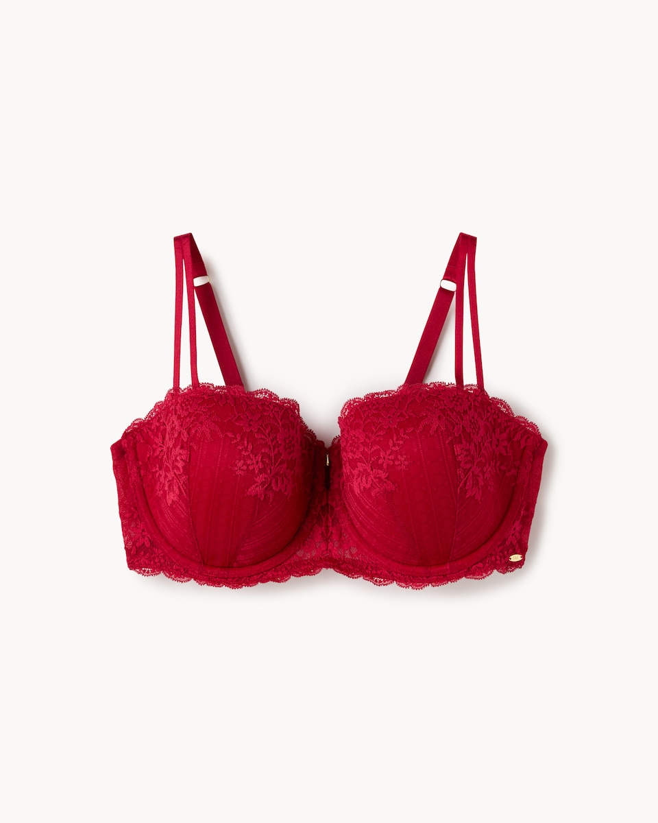 F&F Fuller Bust Floral Lace Wired Bra in Red