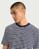 image 1 of The F&F Edit Linen Rich Striped T-Shirt in Navy