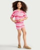 image 1 of F&F Girls 2-Piece Pure Cotton Knitted Striped Shirt and Shorts Set in Pink