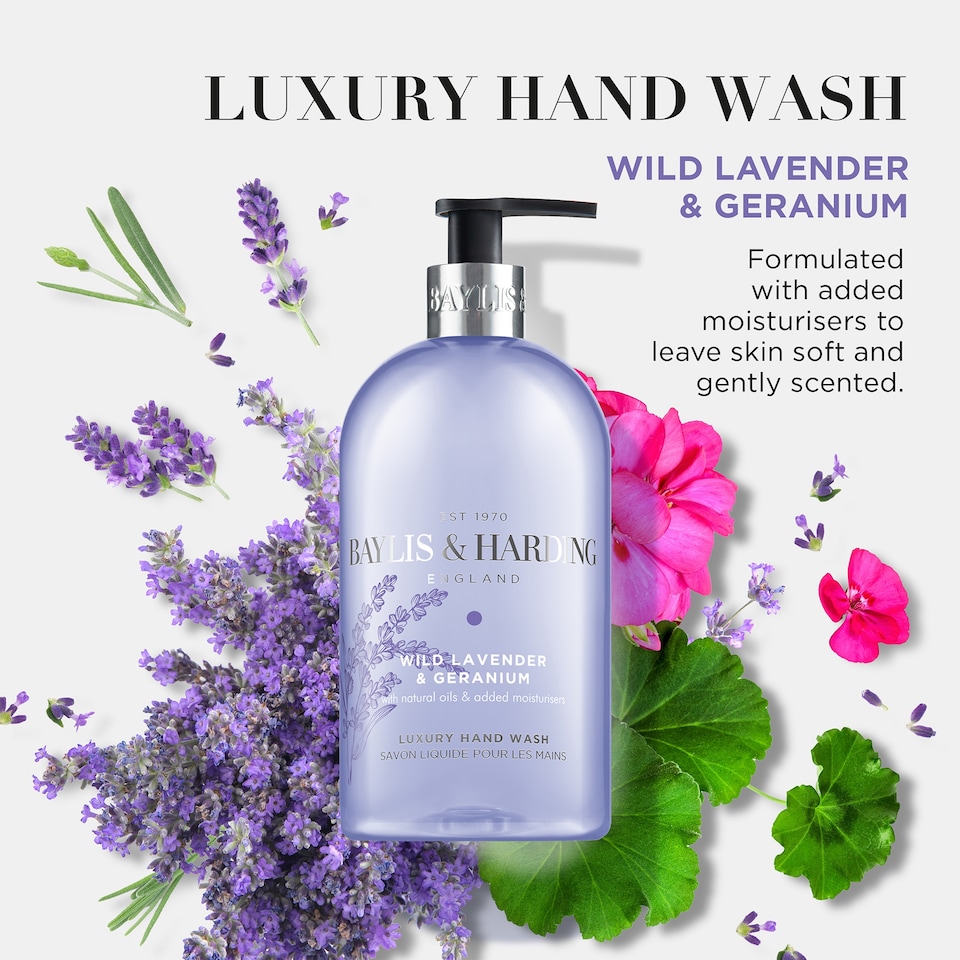 image 1 of Baylis & Harding Wild Lavender & Geranium Luxury Hand Wash 500ml