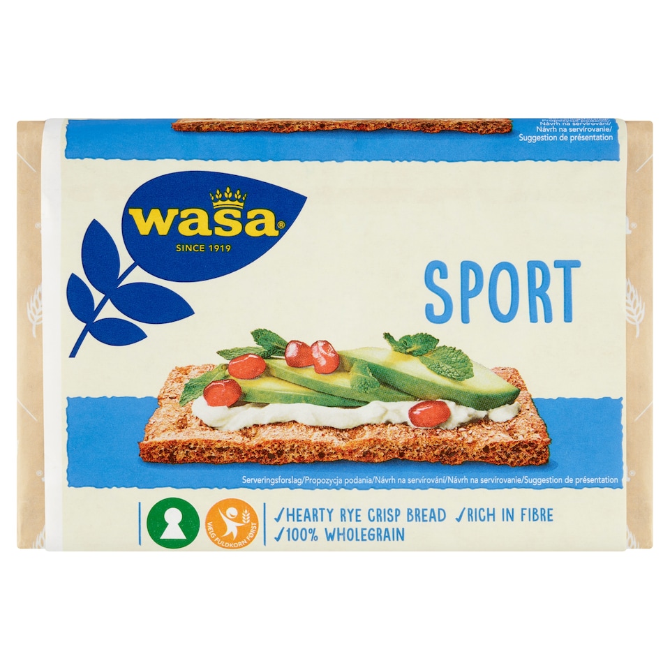 Obrázek 1 pro produkt Wasa Sport celozrnné žitné knäckebroty 275g