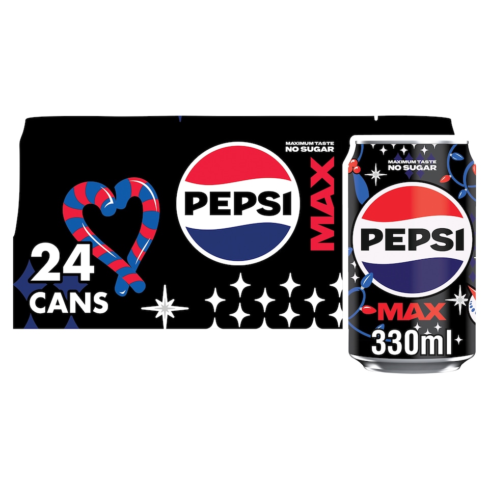 image 1 of Pepsi Max No Sugar Cola Cans 24x330ml