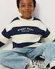 image 1 of F&F Boys Cotton Rich Striped Sweatshirt in Navy