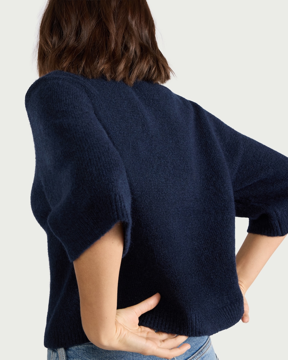 image 1 of F&F Knitted 3/4 Sleeve Cardigan in Navy