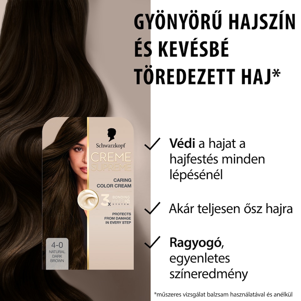 image 1 of Schwarzkopf Creme Supreme tartós hajfesték 4-0 természetes barna