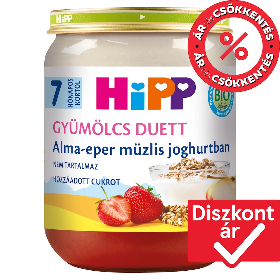 HiPP bio alma-eper müzlis joghurtban bébidesszert 7 hónapos kortól 160 g