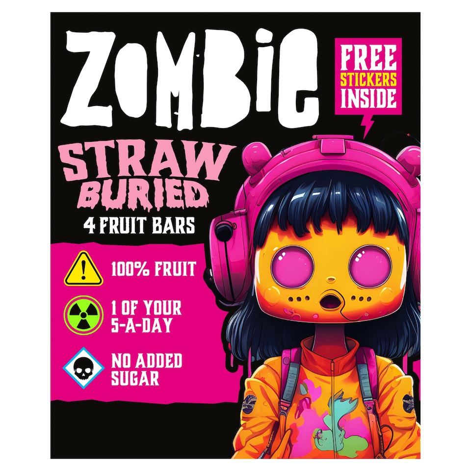 image 1 of Zombie Strawberry Fruit Snack Bar Multipack 4x25g