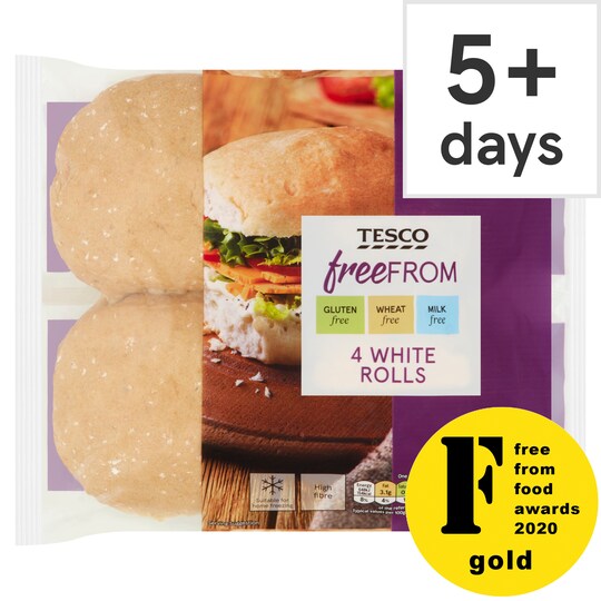 Tesco Free From White Rolls 4 Pack Tesco Groceries