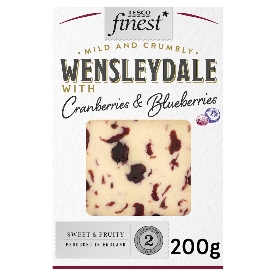 Tesco Finest Wensleydale Cheese Cranberries & Blueberry 200G