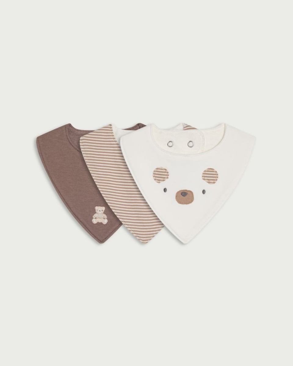 image 1 of F&F Baby 3-Pack Pure Cotton Bibs in White