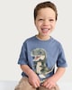 image 3 of F&F Boys Pure Cotton Stay Roarsome Dinosaur T-Shirt in Blue