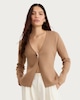 image 2 of F&F V Neck Metal Accent Cardigan in Mink