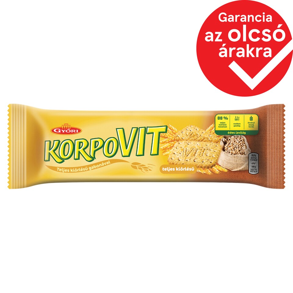 Győri Korpovit ropogós, édes keksz teljes kiőrlésű gabonával 174 g