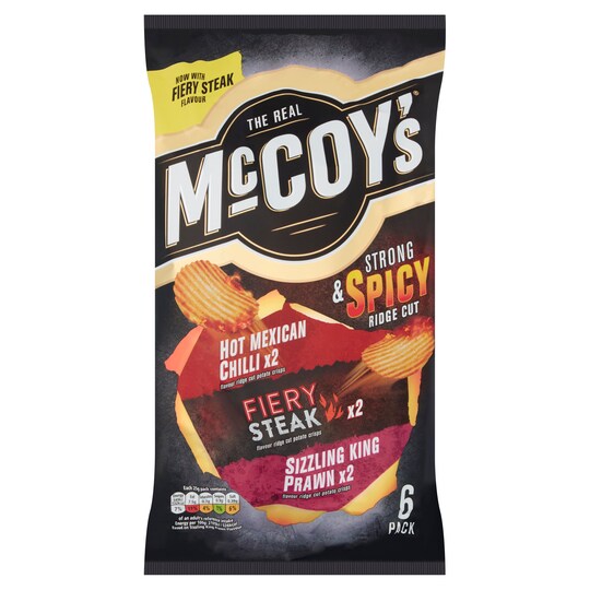 Mccoy's Strong & Spicy Crisps 6X25g Tesco Groceries