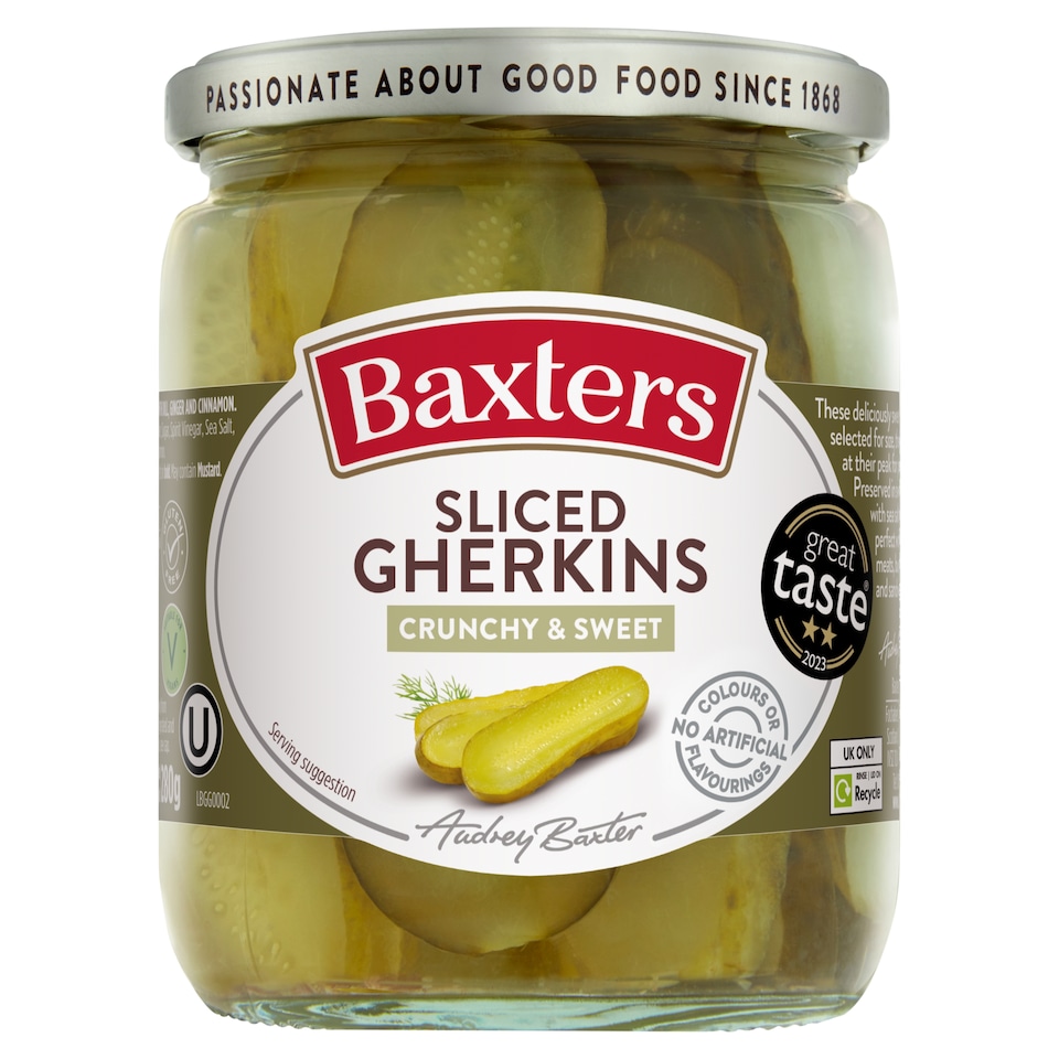 Baxters Sliced Crunchy Sweet Gherkin 500g