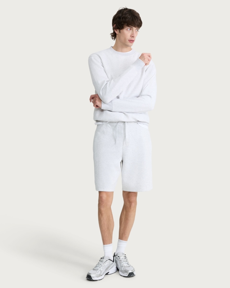 image 1 of F&F Active EVERYHOUR Cotton Rich Drawstring Shorts in Grey Marl