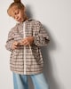 image 1 of F&F Girls Checked Hooded Raincoat in Brown