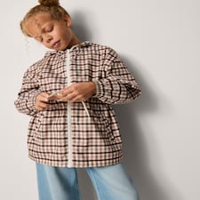 F&F Girls Checked Hooded Raincoat in Brown
