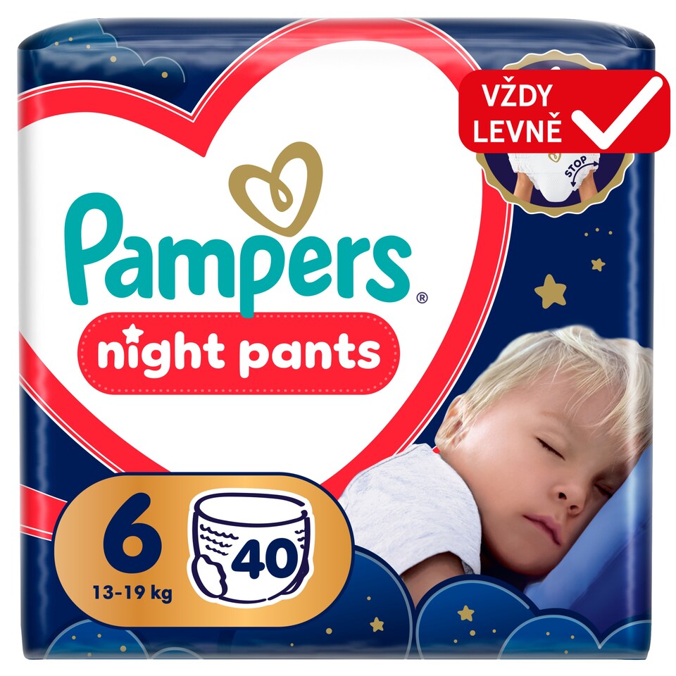 image 1 of Pampers Night Nappy Pants Size 6, 40 Nappies, 13kg-19kg