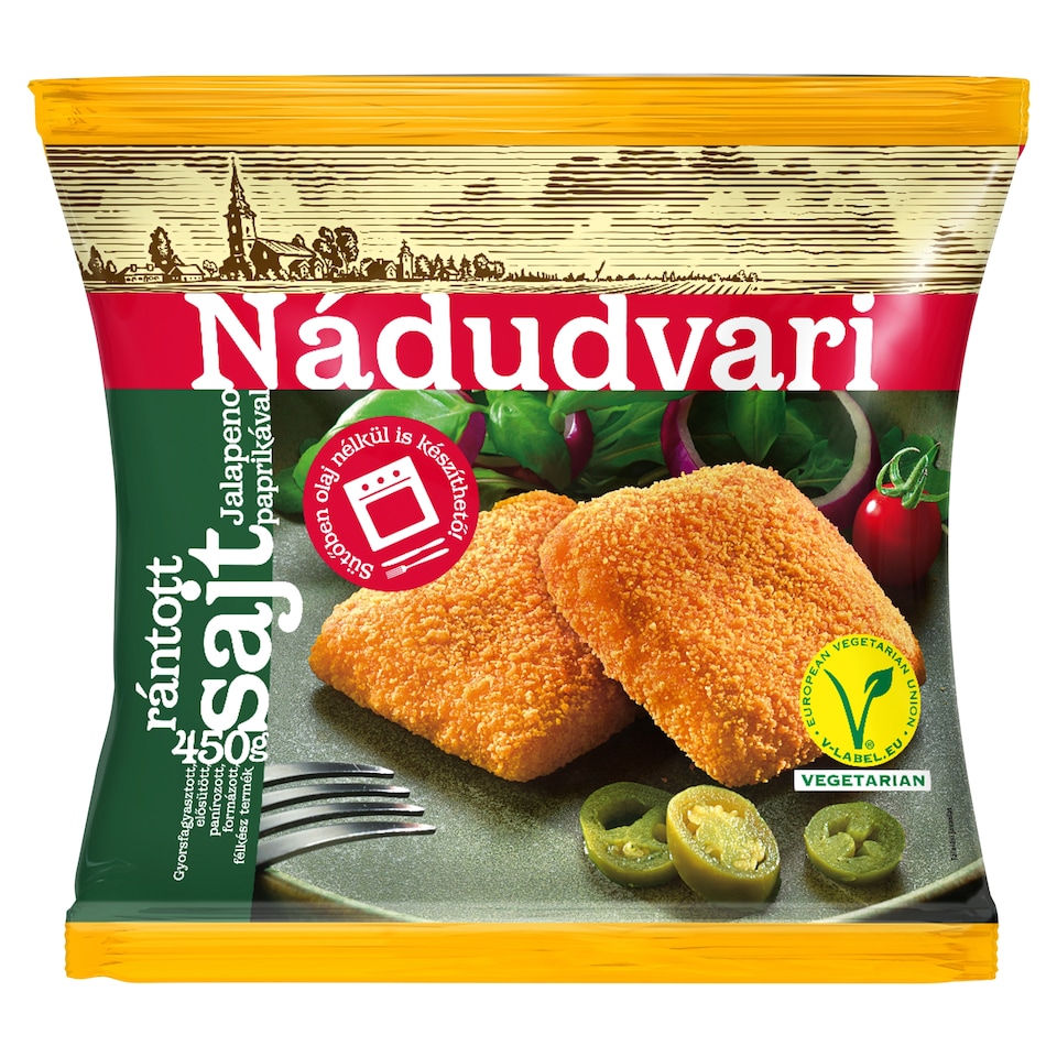 Nádudvari Quick-Frozen Pre-Baked Breaded Cheese with Jalapeno Peppers 450 g