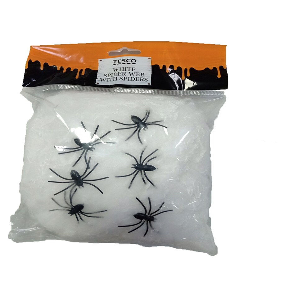 image 1 of Tesco White Spider Web With Spiders