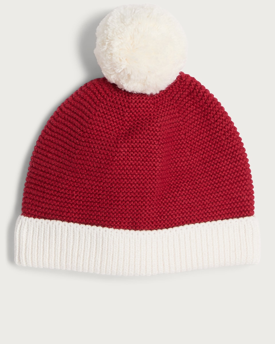 image 1 of F&F Baby 2-Piece Pure Cotton Knitted Onesie and Hat Set in Red