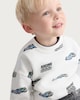 image 2 of F&F Boys Cotton Rich Racing Car Print Sweatshirt in Cream
